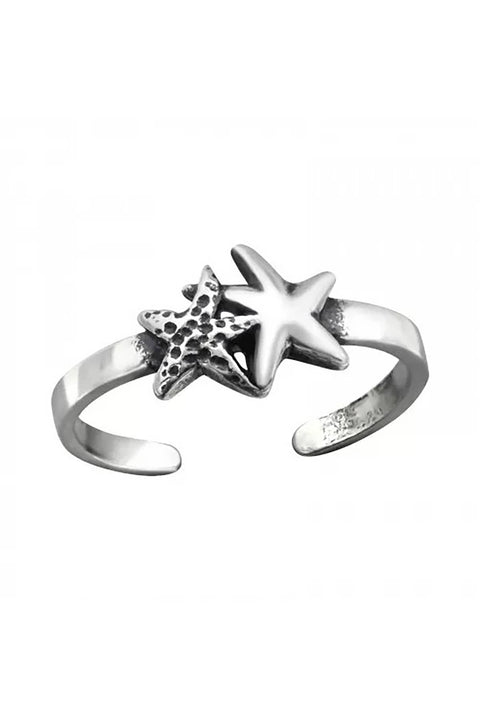 Sterling Silver Starfish Adjustable Toe Ring - SS