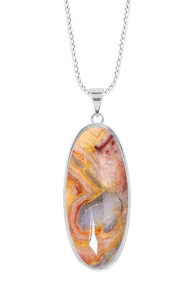 Crazy Lace Agate Pendant Necklace - SF