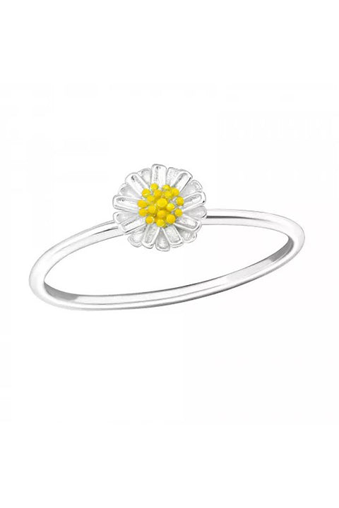 Sterling Silver Flower Ring with Enamel - SS