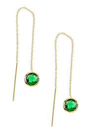 Emerald Crystal Threader Earrings - GF