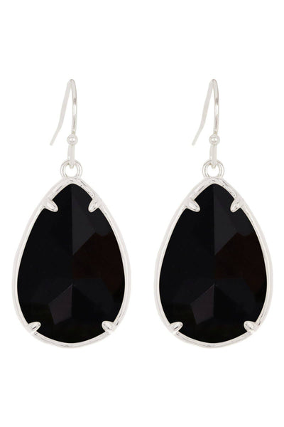 Black Onyx Fancy Cut Drop Earrings - SF